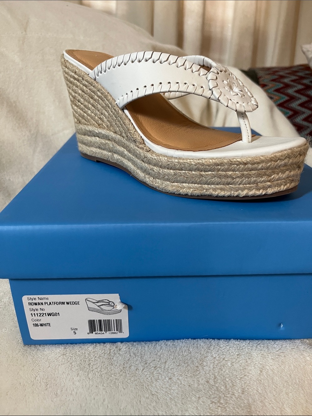 Jack Rogers Rowan Platform Wedge Thong Sandal - White